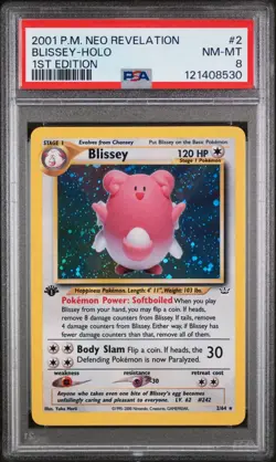 Pokemon Blissey Neo Revelation 1st Edition Holo Rare #2 PSA 8 - Image 1