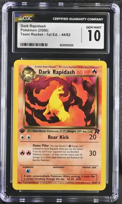 CGC GEM MINT 10 2000 Pokemon Dark Rapidash Team Rocket 1st Edition 44/82 - Image 1