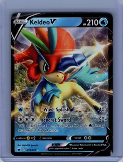 Pokemon SWSH01: Sword & Shield Base Set #053/202 Keldeo V Near Mint or Better - Image 1