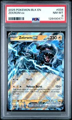 PSA Near Mint-Mint 8 - 2025 POKEMON BLK EN-BLACK BOLT 034 ZEKROM ex | POP 11 - Image 1