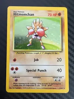Pokemon TCG Hitmonchan Base Set 7/102 Holo Unlimited HP - Image 1