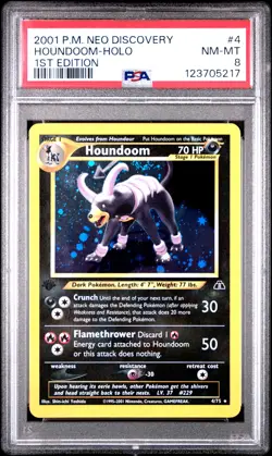 2001 POKEMON NEO DISCOVERY 1ST ED #4 HOUNDOOM-HOLO PSA 8 - Image 1