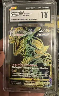 2021 Pokemon Vmax Climax JPN Rayquaza Vmax 284/184 UR CGC 10 - Image 1