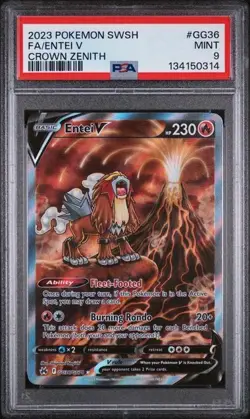 2023 POKEMON SWORD AND SHIELD CROWN ZENITH GG36 FULL ART/ENTEI V PSA 9 - Image 1