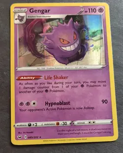 Gengar 085/202 Swsh01: Sword & Shield Holo Rare Pokemon Tcg Card Heavily Played - Image 1