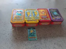 Topps Series 1 Pokemon All 4 Tins Empty W/ Animation Edition 1- SetExtraPikachu - Image 1