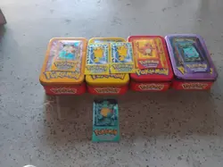 Topps Series 1 Pokemon All 4 Tins Empty W/ Animation Edition 1- SetExtraPikachu - Image 2