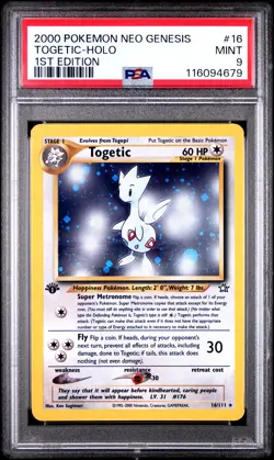 Togetic-Holo 1st Edition Pokemon Neo Genesis 1st Edition 16 NM PSA MINT 9 - Image 1
