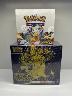 Pokemon TCG Surging Sparks Booster Box and ETB Elite Trainer Box Sealed Lot - Image 1
