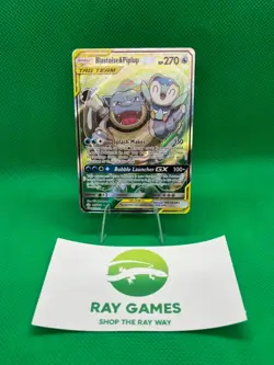 Pokemon Blastoise & Piplup GX 215/236 Cosmic Eclipse Alternate Art Holo LP - Image 1