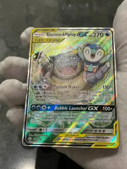 Pokemon Blastoise & Piplup GX 215/236 Cosmic Eclipse Alternate Art Holo LP - Image 4