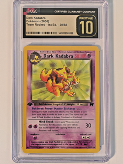 1st Edition Dark Kadabra 39/82 CGC 10 Pristine Team Rocket Pokemon TCG Uncommon - Image 1
