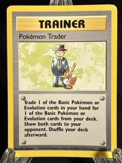 Pokemon Trader Trainer Card 77/102 Base Set Unlimited Rare MP/VG - Image 1