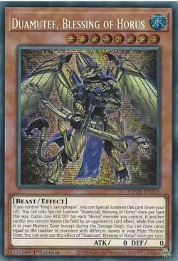 MP24-EN115 Duamutef, Blessing of Horus - Prismatic Secret Rare YuGiOh Card Mint - Image 1
