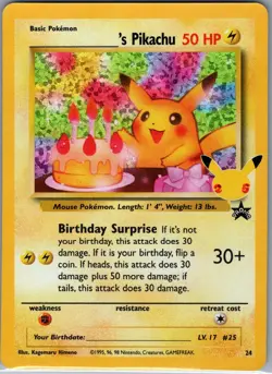 Birthday Pikachu 24 Celebrations: Classic Collection - Pokemon Card - NM - Image 1