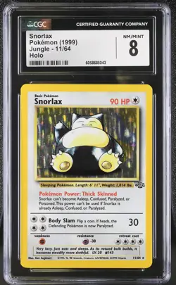 CGC 8 Snorlax 1999 Jungle 11/64 Holo Pokemon Card - Image 1