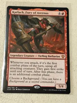 mtg Karlach Fury of Avernus, Commander Legends Baldur's Gate, slight play - Image 1