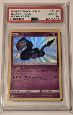 2019 Pokemon Sun & Moon Hidden Fates Seviper Shiny Vault Holo Rare #SV15 PSA 10 - Image 1