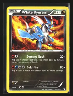 Pokemon WHITE KYUREM 102/149 Rare Holo (2012 Boundaries Crossed) LP/Light Play - Image 1