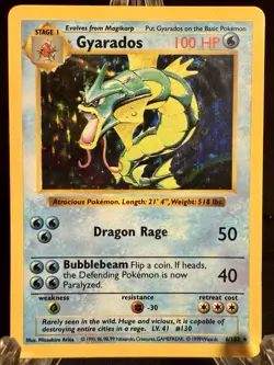 Gyarados HOLO Rare 6/102 Pokemon TCG Base Set Unlimited MP/VG Original Color - Image 1