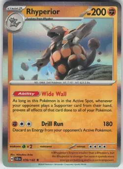 Pokemon Rhyperior 076/142 SV07: Stellar Crown Rare NM - Image 1