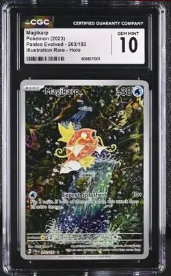CGC 10 💎 Gem Mint - Pokemon Magikarp 203/193 Paldea Evolved Illustration Rare - Image 1