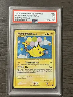 2009 Pokemon Platinum Flying Pikachu w/Holo SWIRL PSA 1 - POP 10 - Image 1