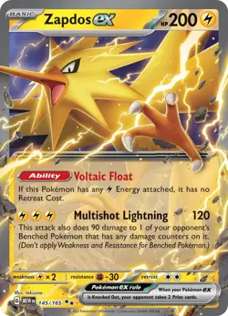 Pokemon TCG Zapdos ex Scarlet & Violet 151 145/165 Holo Double Rare - Image 1