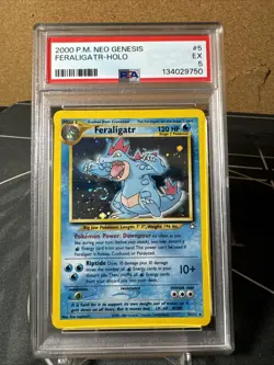 Pokemon TCG Feraligatr Neo Genesis 5 Holo Unlimited Rare Card PSA 5 Big Swirl - Image 2