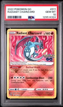 PSA 10 RADIANT CHARIZARD 011 POKEMON GO GEM MINT - Image 1