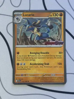 Pokemon TCG Lucario 114 Scarlet & Violet Stamped Cosmos Holo Promo Card NM+ - Image 1