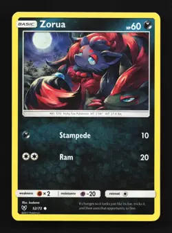 Zorua 52/73 LP Shining Legends English Pokemon Card TCG - Image 1