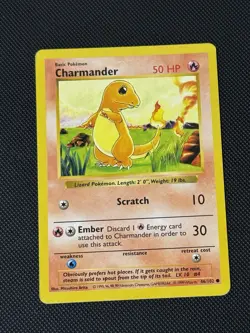Shadowless Charmander 46/102 Base Set Rare Vintage 1999 Pokemon TCG Card LP - Image 1
