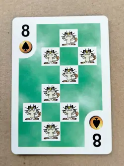 1999 Bicycle Pokemon Playing Card Meowth 8 Eight of Spades Poker - Image 1