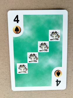 1999 Bicycle Pokemon Playing Card Meowth Four 4 of Spades Poker - Image 1
