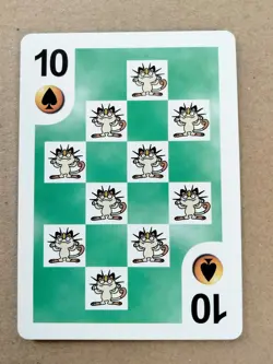 1999 Bicycle Pokemon Playing Card Meowth Ten 10 of Spades Poker - Image 1