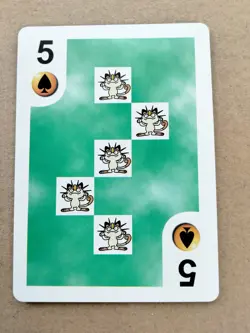 1999 Bicycle Pokemon Playing Card Meowth Five 5 of Spades Poker - Image 1