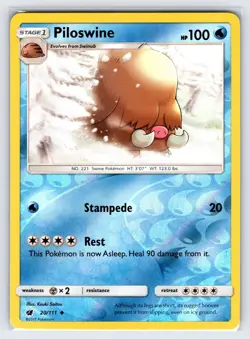 Piloswine 20/111 2017 Crimson Invasion Pokemon Card Nintendo Reverse Holo - Nm - Image 1