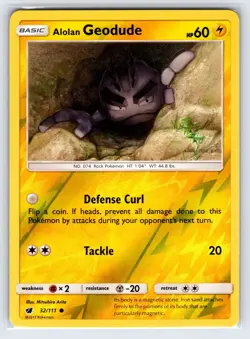 Alolan Geodude 32/111 2017 Crimson Invasion Pokemon Card Reverse Holo Common Nm - Image 1