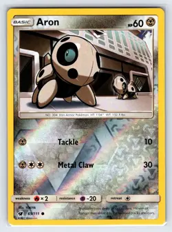 Aron 65/111 2017 Crimson Invasion Pokemon Card Reverse Holo Common - Vlp - Image 1