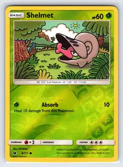 Shelmet 8/111 2017 Crimson Invasion Pokemon Card Reverse Holo Common - Nm - Image 1
