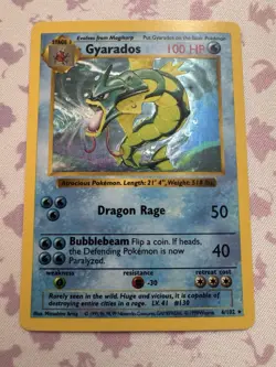 1999 Pokemon GYARADOS Base Set SHADOWLESS Edition HOLO Foil Rare Card #06/102 NM - Image 3