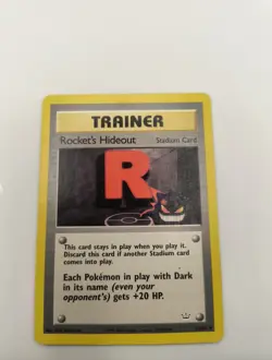 Rocket's Hideout 63/64 2000 Neo Revelation Pokemon Card Vintage Trainer - DMG - Image 2