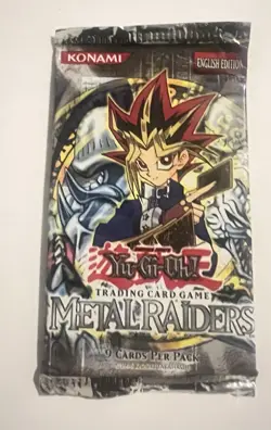 VTG SEALED Yu-Gi-Oh! Metal Raiders Booster Pack 1996 Unlimited 9 Cards Konami - Image 1