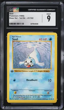 CGC 9 MINT Seel Base Set 1st Edition Shadowless 41/102 Pokemon Card 1999 - Image 1