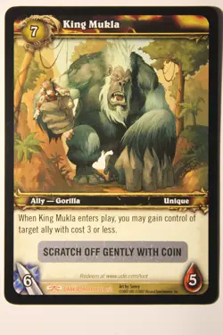 World of Warcraft WOW KING MUKLA - Loot Card - UNSCRATCHED - Image 1