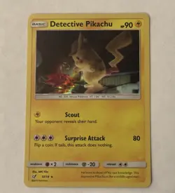 Pokemon TCG Detective Pikachu Holo Rare Card 10/18 NM/ M - Image 1