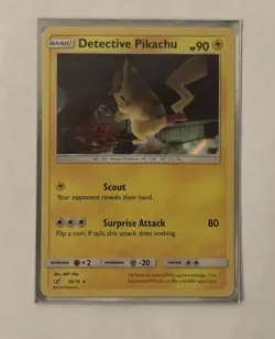 Pokemon TCG Detective Pikachu Holo Rare Card 10/18 NM/ M - Image 2