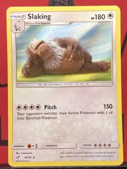 Slaking 18/18 Detective Pikachu Holo Rare Pokemon TCG Card 2019 NM - Image 3