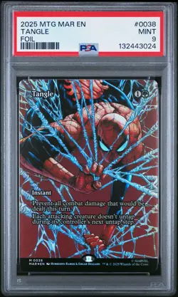 2025 MAGIC THE GATHERING MARVEL'S SPIDER-MAN: SOURCE MAT FOIL #0038 TANGLE PSA 9 - Image 1